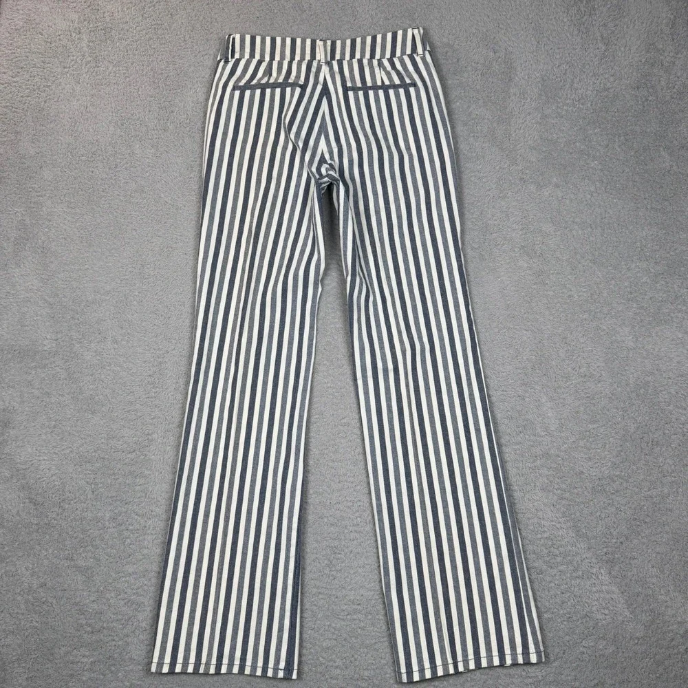 Anthropologie Blue White Vertical Stripe High Rise Straight Leg Pants Size 26